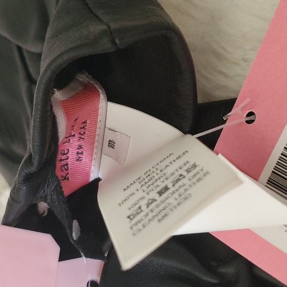 AUTHENTIC KATE SPADE LAMBS LEATHER SLIM GLOVES WITH MINI BOW SIZE MEDIUM - Picture 4 of 6